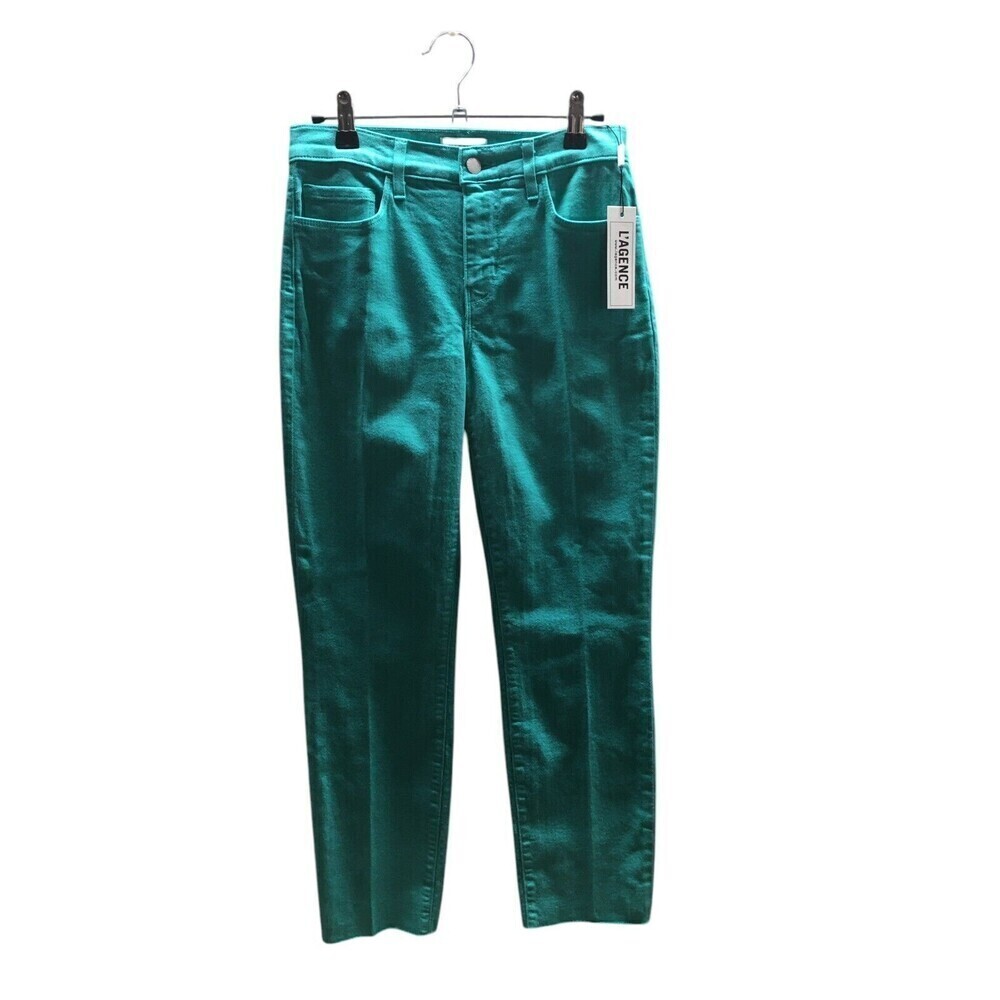 L'Agence Jeans Women's Size 25 Spearmint Sada Crop Slim Cotton Blend Raw Hem
